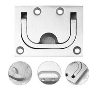 TOYANDONA 2pcs Stainless Steel Flush Lift Ring for Locker Hatch, Silver | Recessed Foldable Hardware, 8 Mounting Screws Included, Marine Deck Panel and Pocket Door Use