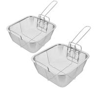 TOYANDONA 2pcs Stainless Steel Fryer Basket for Deep Fryers with Rust Resistant Mesh and Foldable Design, Protects Hands from Hot Oil, for Frying Chicken, French Fries, and Potatoes