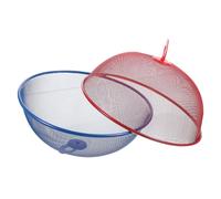 TOYANDONA 2Pcs Stainless Steel Mesh Food Covers with Handles Reusable Protective Domes for Kitchen and Outdoor Use Food Dust and Insect Protection Tents Shield for Dining Table and Fruit Red
