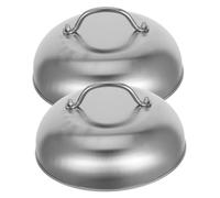 TOYANDONA 2pcs Stainless Steel Pot Lid Durable Round Cover for Frying Pan Cast Iron Skillet Soup Bucket Practical Kitchen Cookware Accessory