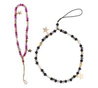 TOYANDONA 2pcs Star Beaded Phone Charm Wrist Strap with Rhinestone and Alloy Materials, Universal Compatibility, Prevents Accidental Drops, Stylish Phone Pendant Wristlet for Cellphone Cases