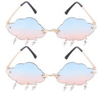 TOYANDONA 2pcs Sunglasses Disco Eyeglasses Cloud Eyewear Rimless Glasses Lentes Polarizados Para Mujer Fashion Glasses Women Creative Glasses Luau Party Roast Pig Miss Metal Round