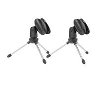 TOYANDONA 2pcs Tabletop Metal Microphone Bracket Foldable Microphone Tripod Stand Adjustable Sturdy Universal Mic Mount for Blog and Church Use