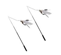 TOYANDONA 2pcs Telescopic Cat Teaser with Long Handle Carbon Fiber Rod | Fishing Line and Artificial Plume, Indoor Cats Training at Home, Colorful Bright Finish for Playful Curiosity