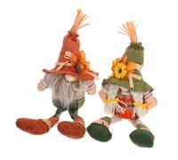 TOYANDONA 2pcs Thanksgiving Gnome Doll Ornaments Small Autumn Figurines with Maple Leaf Hats for Table Centerpieces and Fall Harvest Festival Decorations