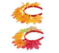 TOYANDONA 2pcs Thanksgiving Hair Band Autumn Maple Leaf Headbands for Women Flexible Comfortable Fit Realistic Harvest Festival Accessories for Holiday Parties and School Events