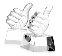 TOYANDONA 2pcs Thumb Up Crystal Trophy Award Hand Gesture Statues for Classroom Celebration Corporate Events Translucent Brilliance High Clarity Winner Prize