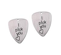 TOYANDONA 2pcs Titanium Steel Guitar Picks Letter Carved for Electric Guitar and Ukulele Unique Musical Instrument Accessory