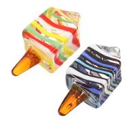 TOYANDONA 2pcs Traditional Glass Hanukkah Dreidel Set Jewish Collectible Dreidel Ornament Tabletop Decor 4cm and 6cm Glass Paperweights for Hanukkah Festival