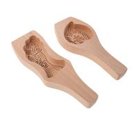 TOYANDONA 2pcs Traditional Wooden Handle Mooncake Mold with Hand-Carved Carp Peach Patterns Decorative Baking Tool for Mid-Autumn Festival DIY Pumpkin and Bean Cake Making