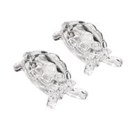 TOYANDONA 2pcs Transparent Glass Turtle Ornaments Desktop Decoration Premium Craftwork Feng Shui Tortoise Statue for Office Bedroom Window Display