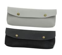 TOYANDONA 2pcs Travel Makeup Brush Pouches and Pencil Case Set Rectangular Pu Leather Cosmetic Brush Bags for Women Portable and Mini Pencil Box for Travel Storage Black Grey