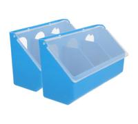 TOYANDONA 2pcs Two-compartment Plastic Feed Box Blue for Pigeon Loft Supplies Poultry Automatic Bird Pigeon Feeder Chicken Feeding Bowl