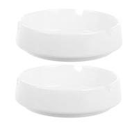 TOYANDONA 2pcs Unbreakable White Plastic Ashtrays Shatter-resistant Round Design Easy-clean Modern Ash Tray for Home Office Coffee Bar Indoor and Outdoor Use