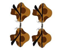 TOYANDONA 2Pcs Unisex Retro Mushroom Frame Sunglasses Irregular Frameless Design for Festivals Parties Summer Fun Unique Fashion Accessory for Prom Rave Events