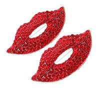 TOYANDONA 2pcs Valentine’s Lip Brooch Set Rhinestone Heart-shaped Lapel Pins Zinc Alloy Small Decorative Suit Badge for Women