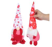 TOYANDONA 2pcs Valentine's Day Plush Sitting Dolls Set Heart Design, Soft Plush Doll Ornaments for Couples, Romantic Festival Decoration Gifts for Home and Office