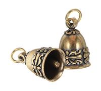 TOYANDONA 2pcs Vintage Brass Bow Bell Charms Small Decorative Wind Chimes for DIY Crafts Wedding Holiday Door Pendant Accessories with Soothing Ring