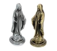 TOYANDONA 2pcs Vintage Renaissance Sculpture Catholic Mary Statue for Home Table Decor Compact Blessed Mother Mary Figures in Alloy for Spiritual Devotion and Serene Religious Display