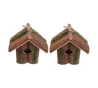 TOYANDONA 2pcs Weatherproof Wooden Hanging Birdhouse with Tree Bark Finish Cottage-style Nesting Boxes for Garden Patio Balcony Decorative Outdoor Bird Homes for Budgies Finches Sparrows