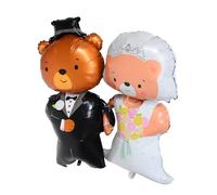 TOYANDONA 2pcs Wedding Bear Foil Balloons Groom and Bride Animal Decorations for Valentine S Day Party Favor Easy to Hang with Balloon Strip Safe Odorless Material