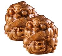 TOYANDONA 2pcs Wood Ancient Animal Pendant Keychain DIY Charms Compact Lightweight Carved Wood Decor with Fine Details Vintage Style for Crafting and Accessories