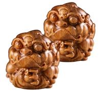 TOYANDONA 2pcs Wooden Ancient Animal Keychain Pendant DIY Retro Style Hanging Charms for Necklace Decoration Carved Wood Craft Accessories