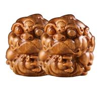 TOYANDONA 2pcs Wooden Ancient Animal Pendants DIY Carved Natural Wood Charms Keychain Accessories Decorative Craft Gifts for Friends Family