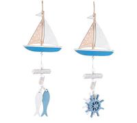TOYANDONA 2pcs Wooden Fish Pendants Style Wall Decoration Coastal Home Accessories Ocean Theme Nautical Ornaments Smooth Surface Easy to Install