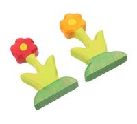 TOYANDONA 2pcs Wooden Flower Blocks Carved Wooden Building for DIY Micro Landscape Garden for Boys and Nature Inspired Plaything