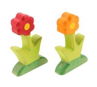 TOYANDONA 2pcs Wooden Flower Building Blocks Carved Flower Shaped DIY Micro Scene Decor for Boys Educational Enhancing Creativity and Spatial Skills