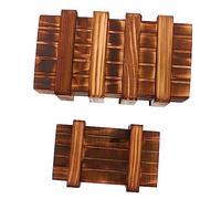 TOYANDONA 2Pcs Wooden Puzzle Box Iq Testing Card Holder with Hidden Compartments Storage for Adults Fun Puzzle Drawer Case for Creative