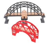TOYANDONA 2pcs Wooden Train Track Bridge DIY Arch and Cross Railway Bridge Accessories for Model Train Scene Play Educational for Learning