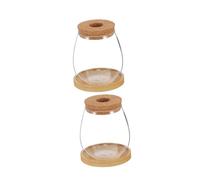 TOYANDONA 2sets Hydroponic Glass Planters for Indoor Herb Growing Terrarium Vase Bamboo Saucer for Office Decoration