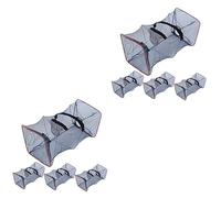 TOYANDONA 2sets Portable Crawfish Trap Durable Fishing Bait Cast Net for Shrimp Lobster Lightweight Collapsible Design for Saltwater Freshwater Catching 4pcs*2