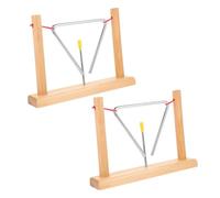 TOYANDONA 2sets Triangle Percussion Instrument Metal Bells Strikers and Wooden Stands for Beginners and Boys and Girls Music Play