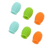TOYANDONA 3 Pairs Silicone Drumstick Sleeves 5A Noise-Cancelling Mute Tips Protective Covers for Silent Practice Orange, Blue, and Grass Green Textured Designs