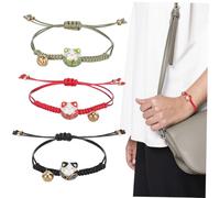TOYANDONA 3 Pcs Adjustable Lucky Cat Maneki Neko Bracelet with Bell Rope Bracelets for Men and Symbolizing Wealth Health and Fortune Beaded Wrist Accessory for Daily Wear and Parties