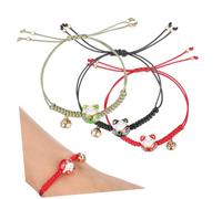 TOYANDONA 3 Pcs Adjustable Maneki Neko Lucky Cat Bracelet with Bell Charm Rope Bracelets for Men Women Boys Japanese Prosperity Symbol Jewelry Gift