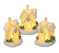 TOYANDONA 3 Pcs Christmas Village Houses - Winter Village with Light - Miniature Xmas Houses Decorations Desktop Ornament for Holiday Party Home Decor