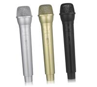 TOYANDONA 3 Pcs Microphones for Plastic Microphone Props in Gold Black Silver for Costume Party Karaoke Dance Shows and Pretend Play