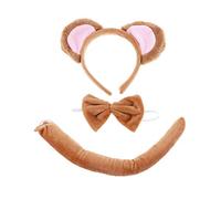 TOYANDONA 3 Pcs Monkey Costume Set for Adult Women Men Kids, Ear Tail Headband Nose Glove Paw Bow Animal Halloween Accessories