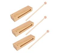 TOYANDONA 3 Sets Hardwood Wood Block Instrument with Mallets for Percussion Rhythm Sticks Orff Musical Instrument for Early Music Education and Creative Play