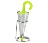 TOYANDONA 304 Stainless Steel Tea Infuser Umbrella-Shaped Tea Strainer Green Silicone Handle