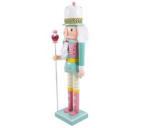 TOYANDONA 38cm Wooden Nutcracker Soldier Christmas Decoration Figure Light Green Xmas Nutcracker Ornament for Festival and Desktop Decor