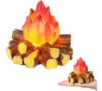 TOYANDONA 3D Led Fake Fire Lamp - Mini Resin Campfire Light with Realistic Flame Effect, Battery Operated Flickering Fireplace, Decorative Night Light for Christmas, Halloween Party Decor
