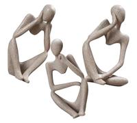 TOYANDONA 3pcs Abstract Thinker Statue Set for Desktop and Bar Decor, Modern Resin Sculptures to Beautify Personal Space with Unique Artistic Design for Home Office