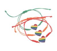 TOYANDONA 3pcs Adjustable Rainbow Woven Wrist Bracelet with Heart Braided Rope Inclusivity Friendship Band for Lgbtq Pride Equality Symbol Wrist Decor for Women and Supporters