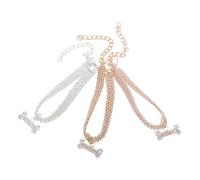 TOYANDONA 3pcs Adjustable Rhinestone Dog Chain Collar with Bone Pendant Stylish Pet Accessories for Small Dogs and Cats for Year and Special Events