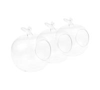 TOYANDONA 3pcs Apple Shaped Clear Glass Hydroponic Terrarium Container Decorative Vase for Tabletop Micro Landscape DIY Plant Propagation Home Office Decor